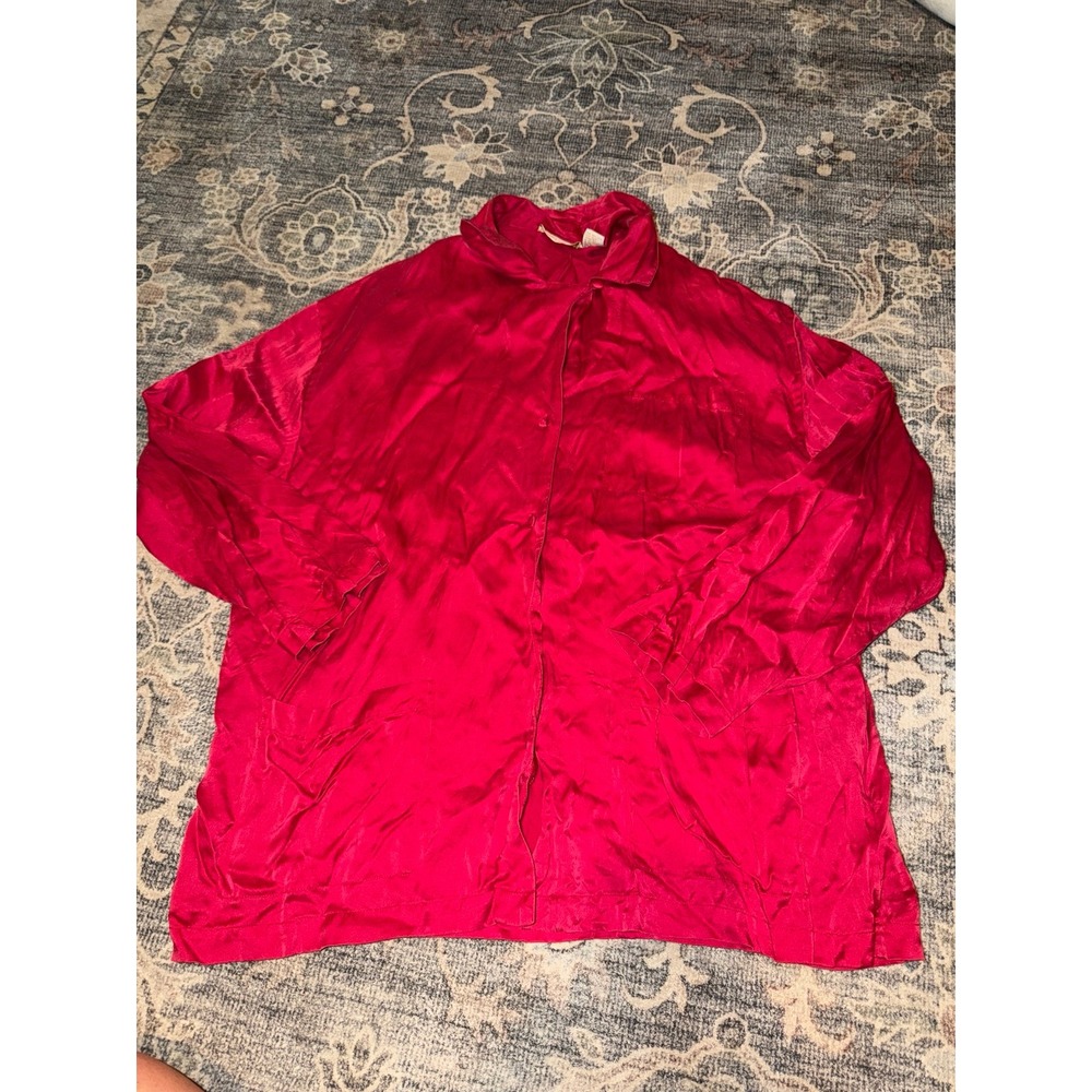 Vintage Victoria's Secret Gold Label Silk Pajama Top Blouse Red 90's